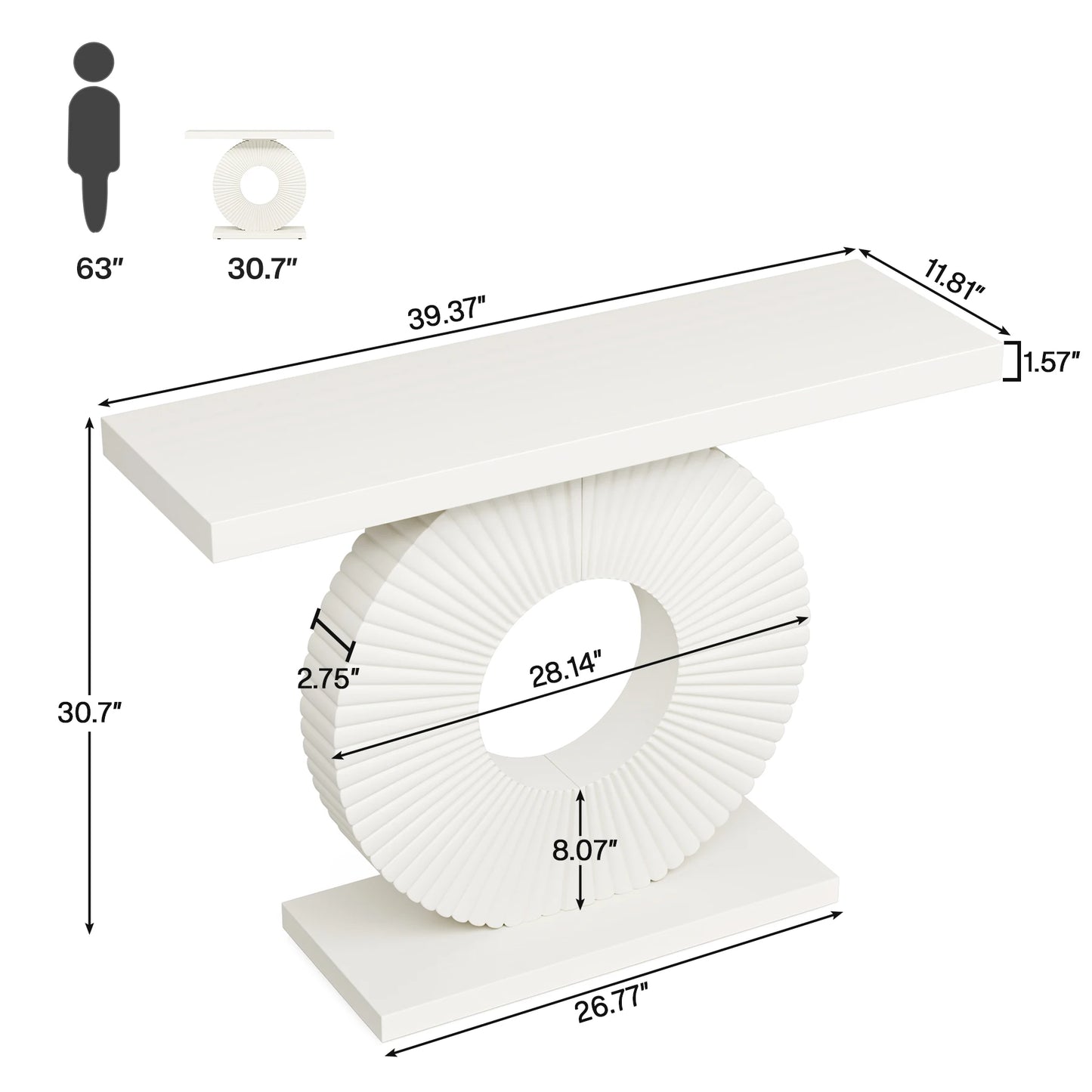 Tribesigns Modern Console Table with Geometric Base, 40 inch Wood Entryway Table Sofa Table Narrow Long Table
