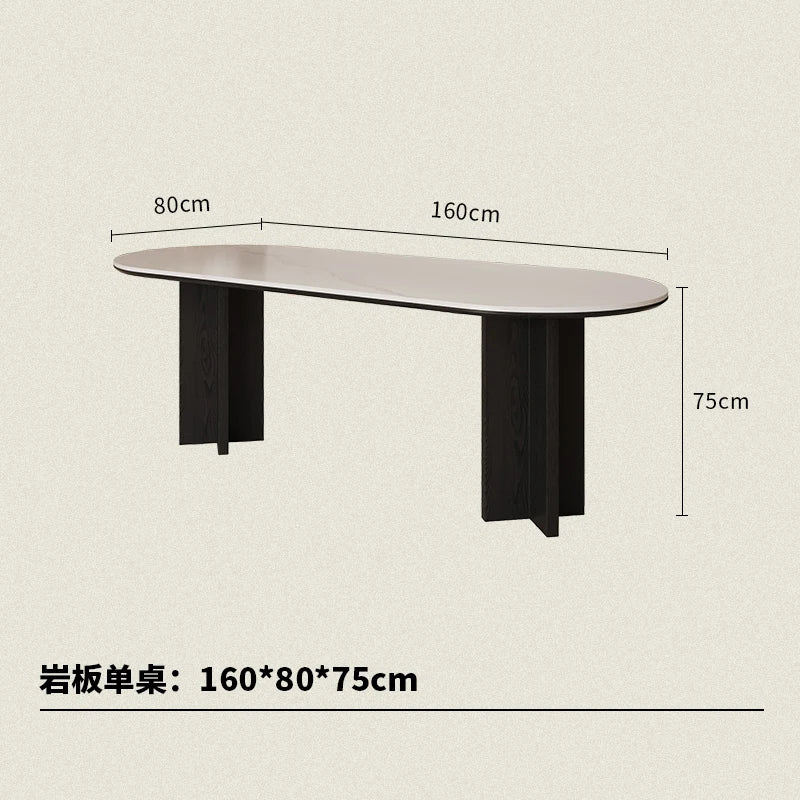 HTT oval dining table and chairs retro living room modern light luxury dining room rock slab home accessories