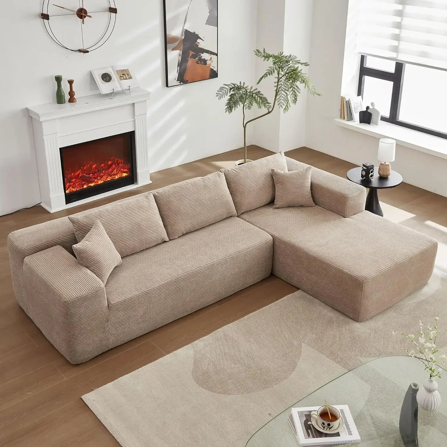104'' L-Shape Modular Sectional Sofa Couch - Comfortable Upholstered Cloud Design Modern Minimalist Deep Seat Living Room Furnit