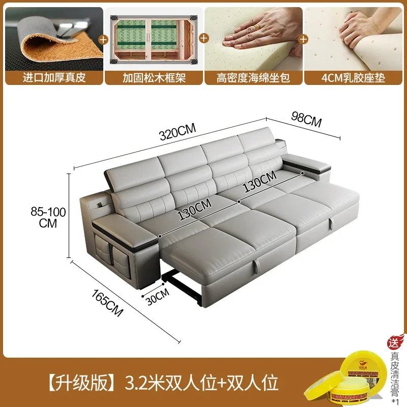 Designer Leather Sofa Living Room Ajustable Lounge Foldable Sofa Reclinable Modular Minimalist Woonkamer Banken Lounge Furniture