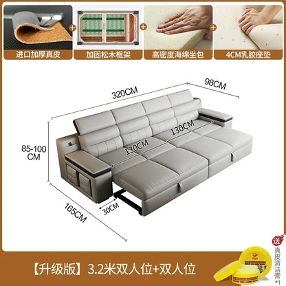 Designer Leather Sofa Living Room Ajustable Lounge Foldable Sofa Reclinable Modular Minimalist Woonkamer Banken Lounge Furniture