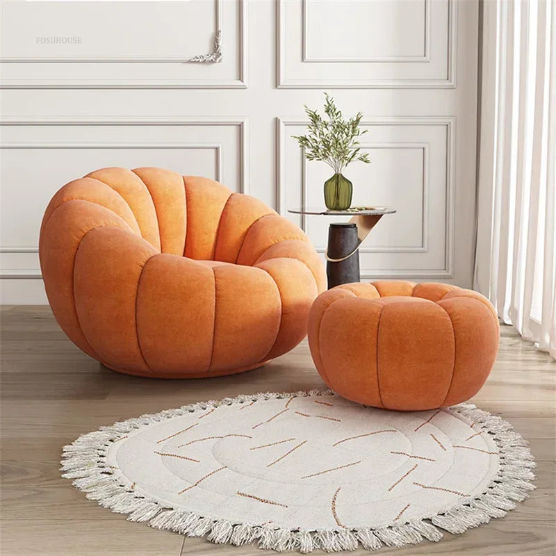 Modern Living Room Sofa Lambswool Pumpkin Sofa Chair Creative Home Balcony Swivel Lounge Chair Fitting Room Bedroom Single Sofas