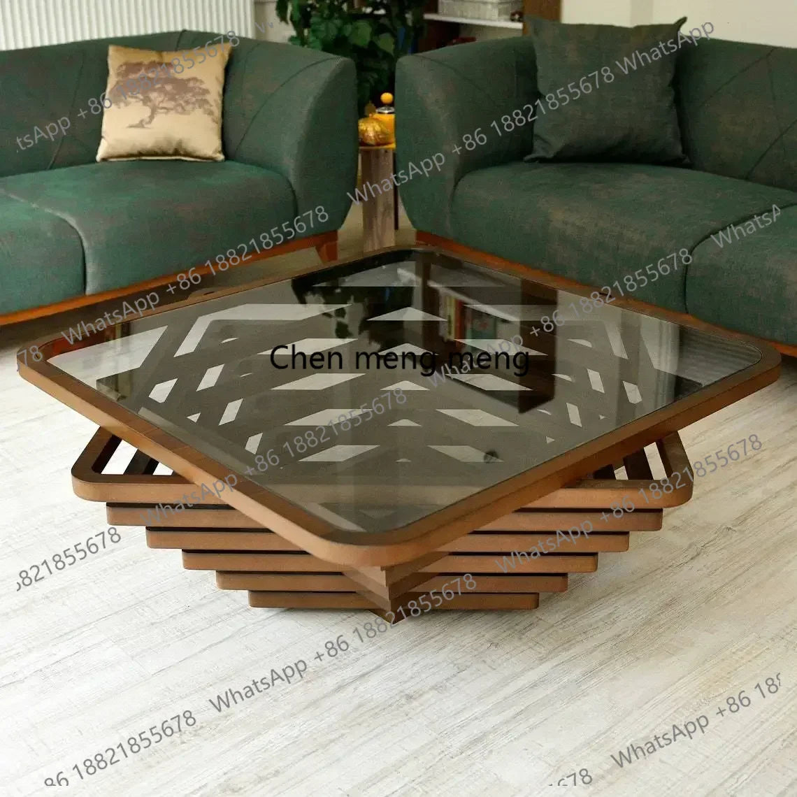 Meubles de salon en noyer naturel, table basse moderne faite à la main, menuiserie, décoration de bord solide