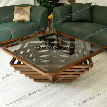 Meubles de salon en noyer naturel, table basse moderne faite à la main, menuiserie, décoration de bord solide