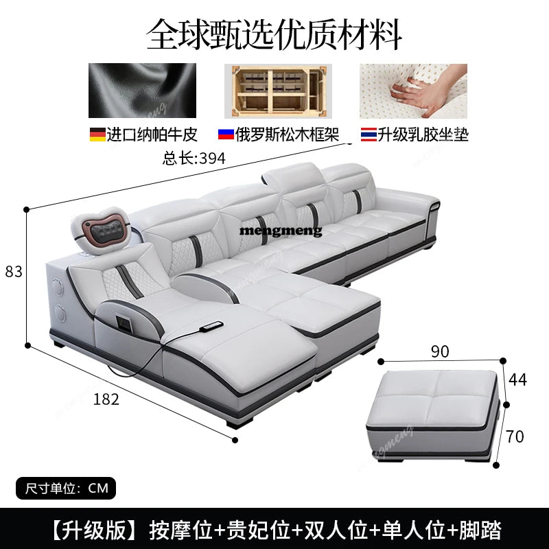 Multifunction Modern Sofas Genuine Leather Minimalist Electric Apartment Living Room Sofas Massage Comfortable Muebles Furniture