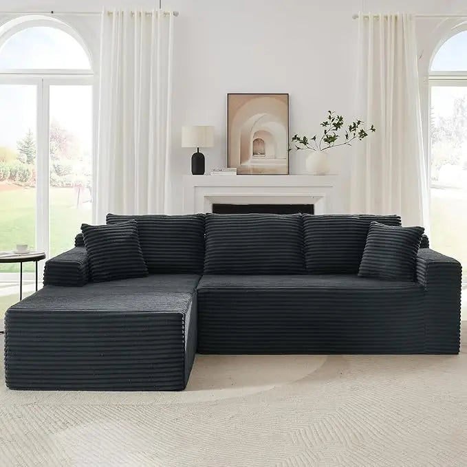 Boneless Cloud Sectional Couches for Living Room, L Shaped Sofa with Deep Seat & Left Chaise, Fluf