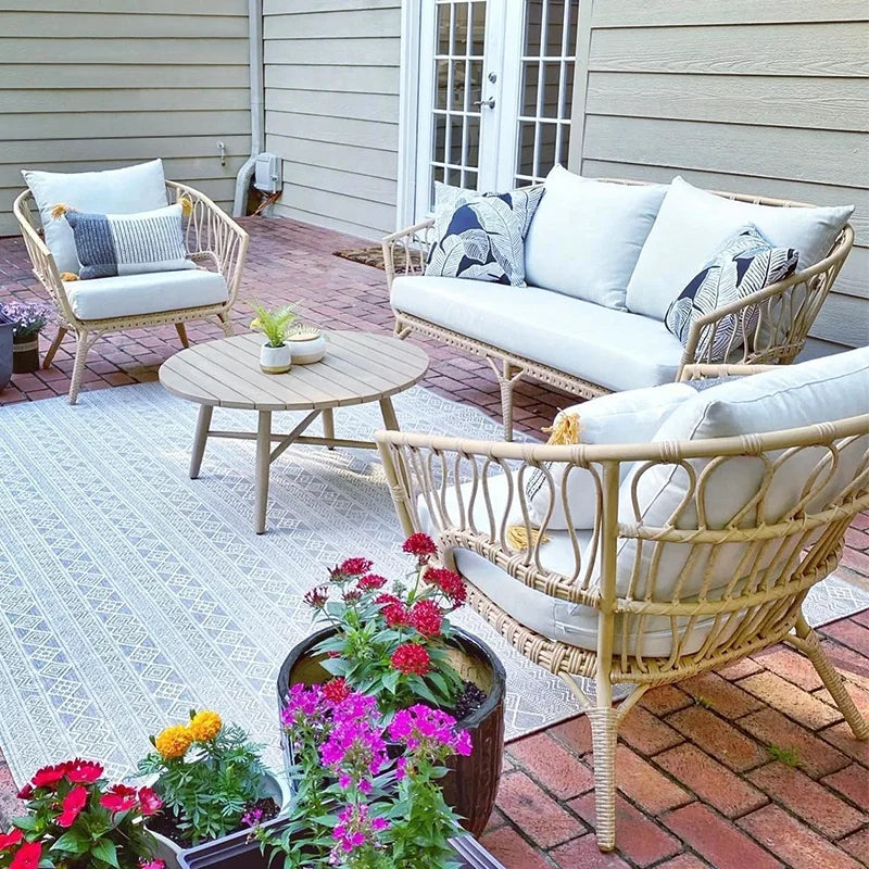 Rattan Outdoor Sofa Set for Garden Patio Terrace - Comfortable Seating with Modern Design