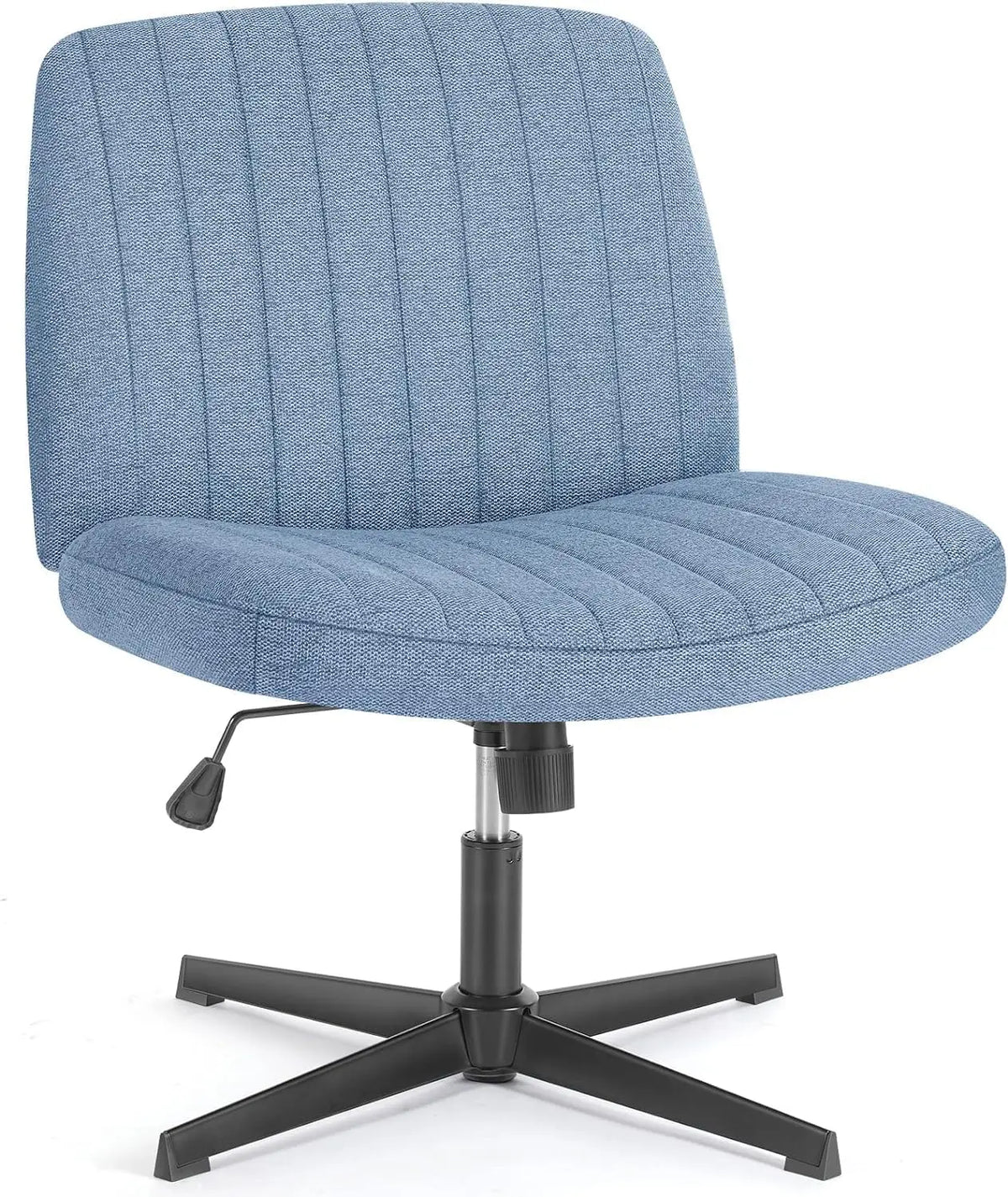 Criss Cross Legged Office Chair, Armless Wide Seat No Wheels, Modern Home Desk Height Adjustable Swivel