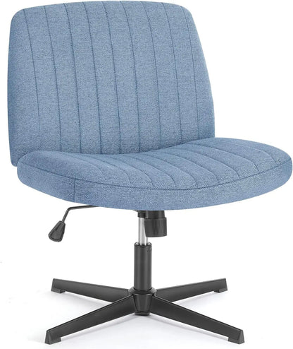 Criss Cross Legged Office Chair, Armless Wide Seat No Wheels, Modern Home Desk Height Adjustable Swivel