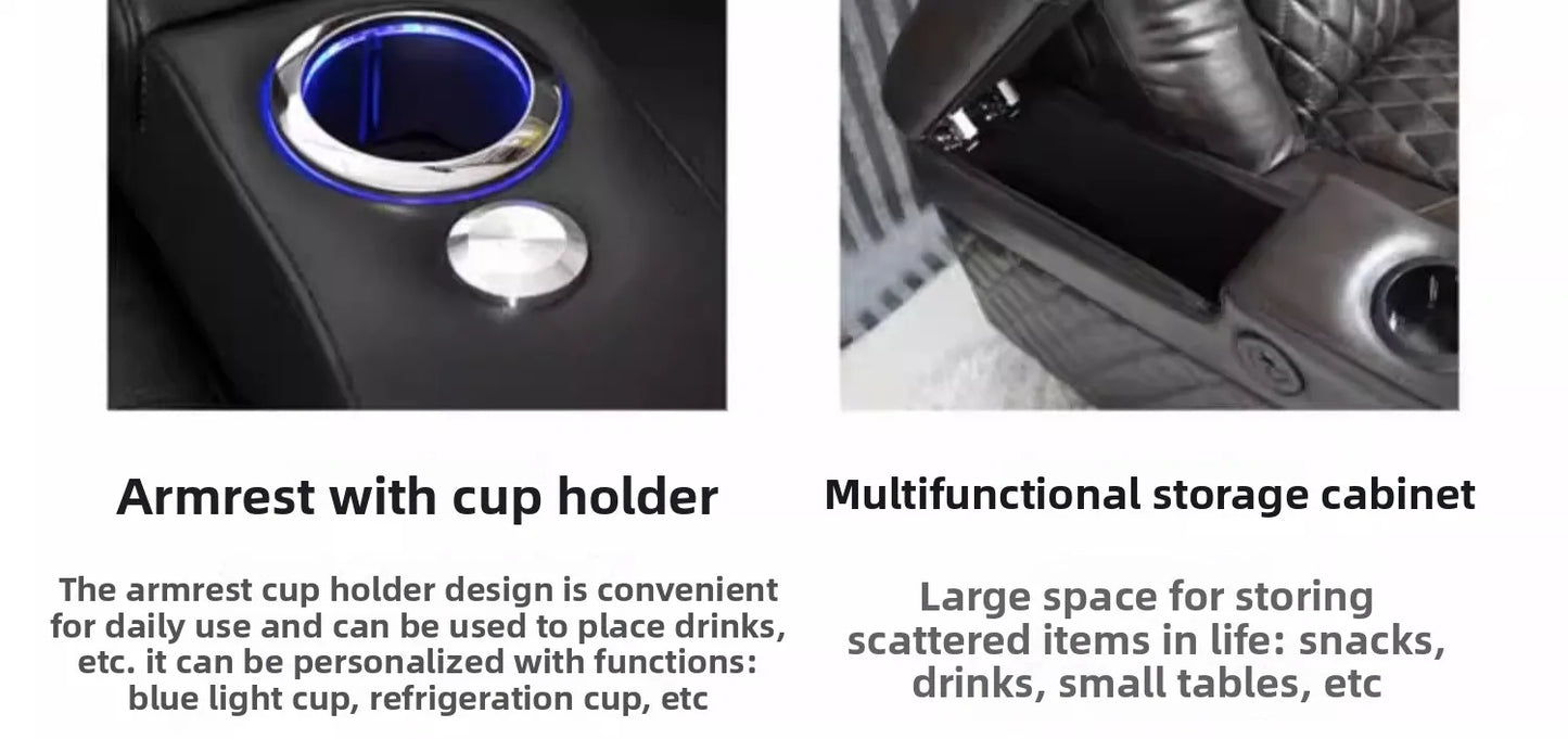 Villa living room leather, sofa first layer cowhide electric multi-function