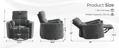 TODRANI Power Swivel Glider Rocking Recliner Nursery Chair with 2 Pillows, Reclining Chair with Type - C & USB Charger Ports