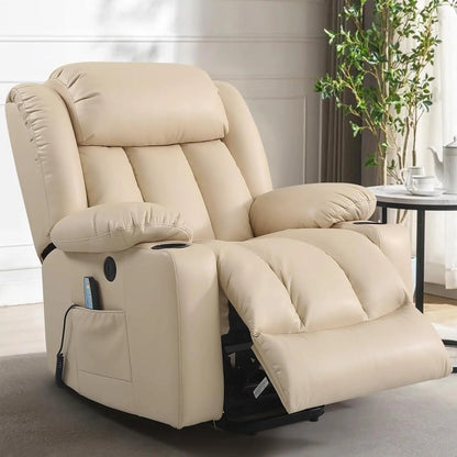 Power Lift Recliner Chair for Elderly Breathable Leather Recliner Chair with Massage and Heat for People Limited Mobility,2 Cup