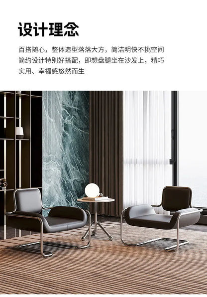 Nordic Single Chair Vintage Stainless Steel Irregular Convex Chair Light Luxury Living Room Reception Leisure Chair Single