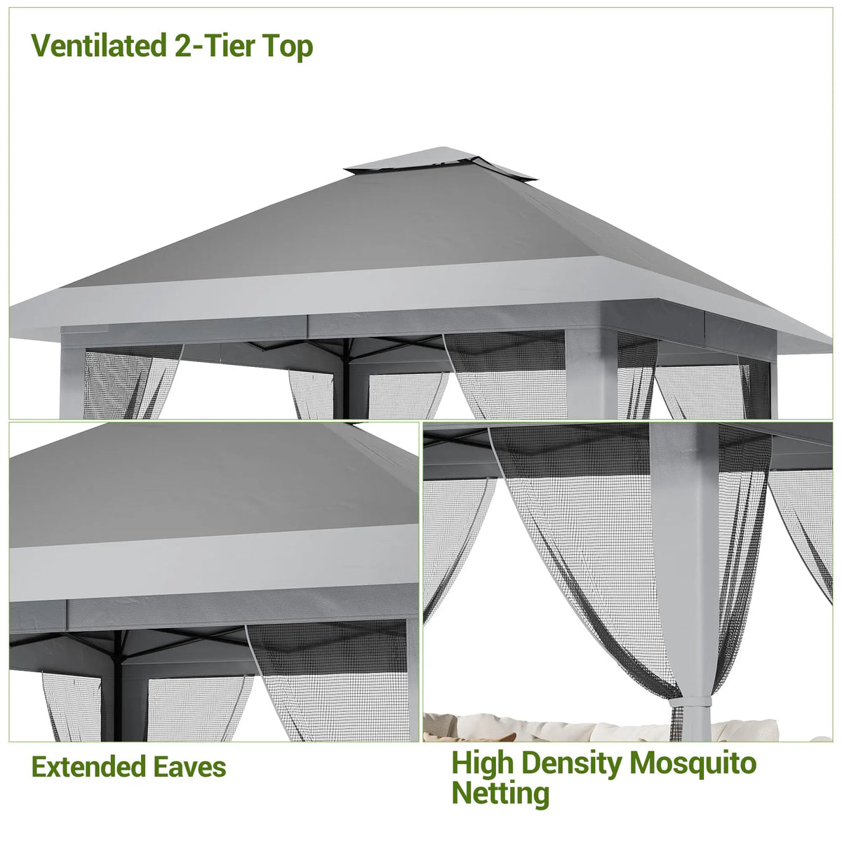 13x13Ft Pop Up Canopy Tent, One Push Setup Outdoor Gazebo With Mosquito Netting, Waterproof UV Protection Instant Shade Shelter