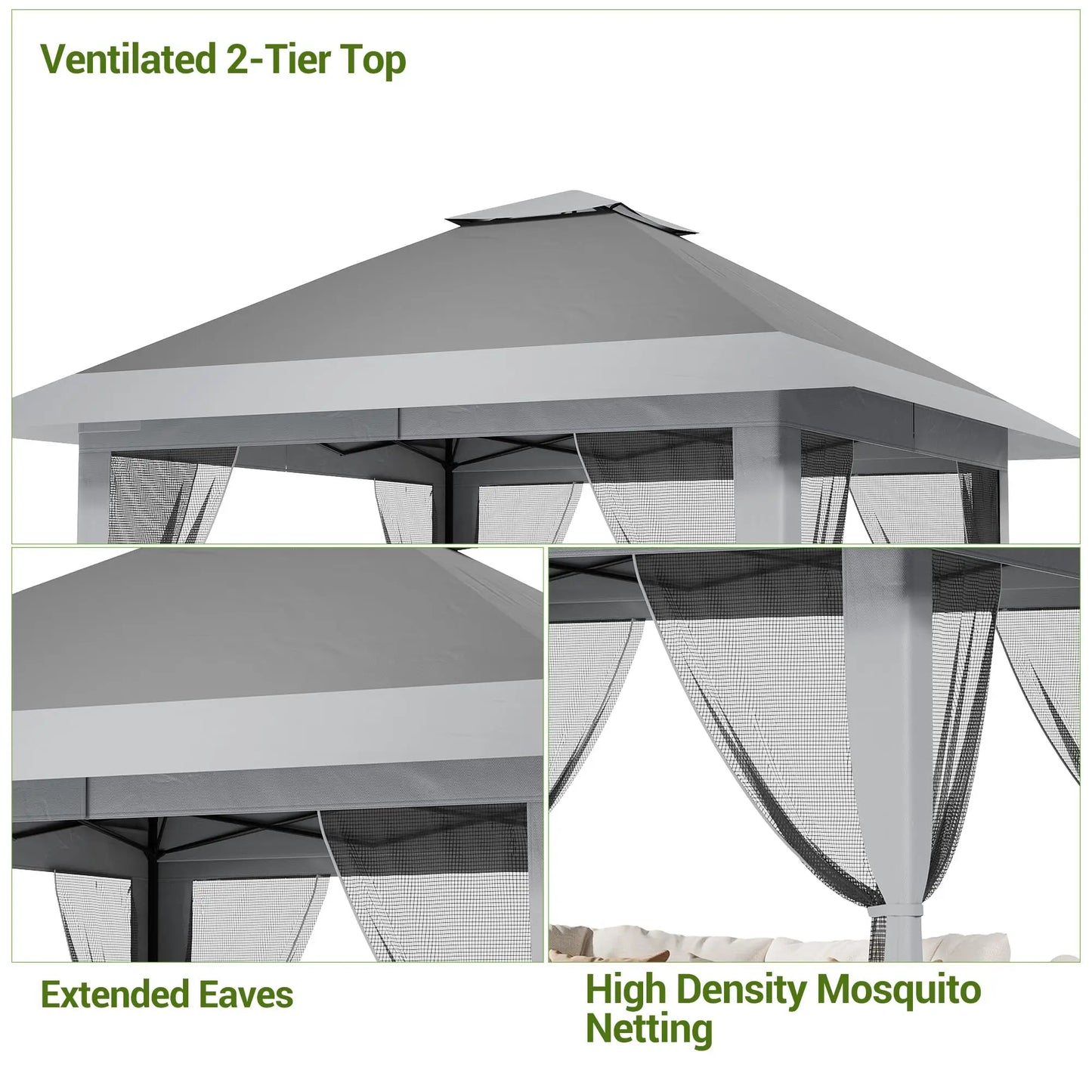 13x13Ft Pop Up Canopy Tent, One Push Setup Outdoor Gazebo With Mosquito Netting, Waterproof UV Protection Instant Shade Shelter