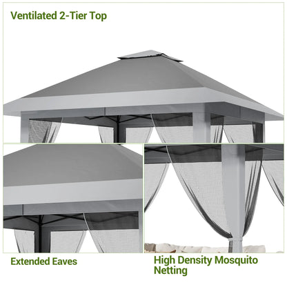 13x13Ft Pop Up Canopy Tent, One Push Setup Outdoor Gazebo With Mosquito Netting, Waterproof UV Protection Instant Shade Shelter