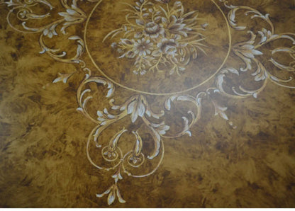 Xx French European Style Country Style Sticker Gold Foil Hand Painted Dark Black Brown Octagonal Tray Shape Coffee Table