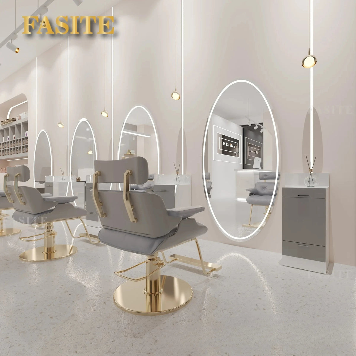 Beauty Barber Shop Mirror Frameless Barber Shop Internet celebrity hair salon