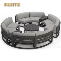 Nordic outdoor sofa coffee table combination simple courtyard waterproof sunscreen circular arc furniture