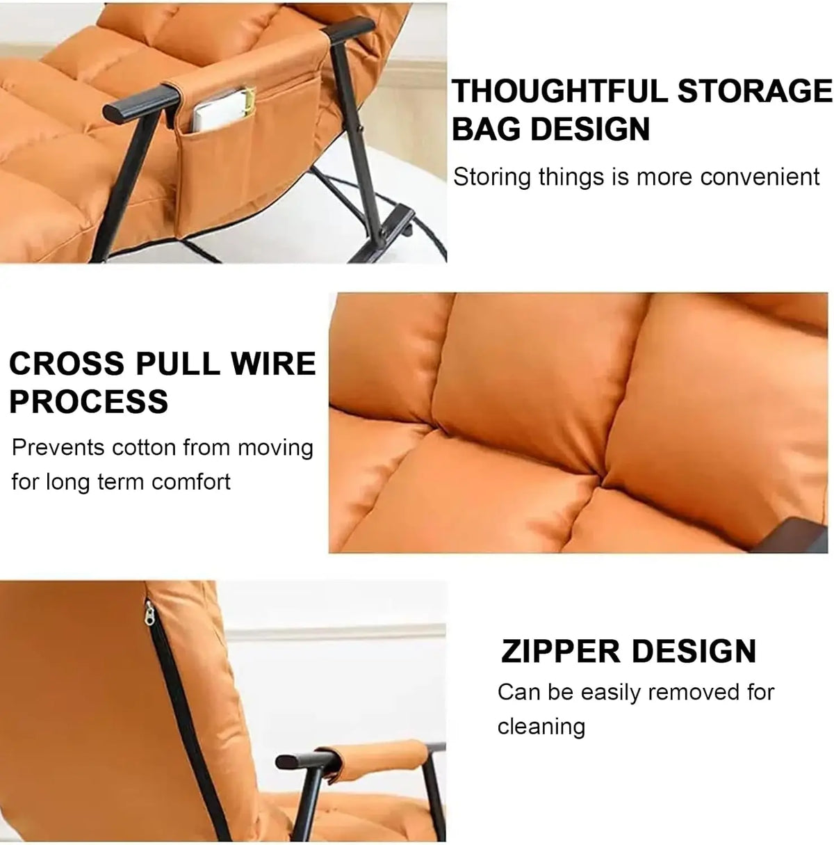 Lazy Rocking Chair Washable Technology Cloth Relaxation And Comfort Lounge Chairs 5 Angle Adjustment Detachable Recliner Chair