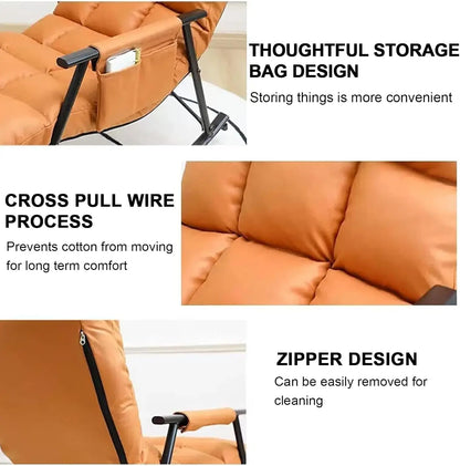 Lazy Rocking Chair Washable Technology Cloth Relaxation And Comfort Lounge Chairs 5 Angle Adjustment Detachable Recliner Chair