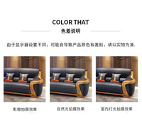 XMH new Chinese ebony leather sofa modern living room luxury villa first layer cowhide new combination sofa