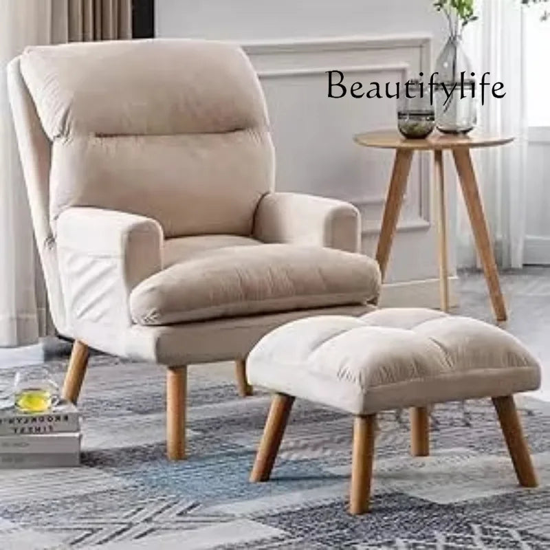 More Design Cheap Wholesale Modern Simple Velvet Comfortable Fabric Casual Reclining Wooden Lounge Living Room Chair