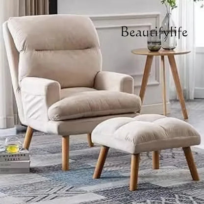 More Design Cheap Wholesale Modern Simple Velvet Comfortable Fabric Casual Reclining Wooden Lounge Living Room Chair