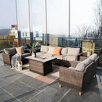 Outdoor Furniture, Patio Wicker Sectional Sofa Modular Furniture Set Single Sofa with Thick Cushions for Deck Porch Poolside Ga