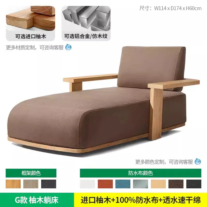 YFY Outdoor Recliner Villa Courtyard Waterproof Sunproof Hotel Resort Pool Outdoor Terrace Anti-corrosion Wood Reclining Bed