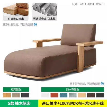 YFY Outdoor Recliner Villa Courtyard Waterproof Sunproof Hotel Resort Pool Outdoor Terrace Anti-corrosion Wood Reclining Bed