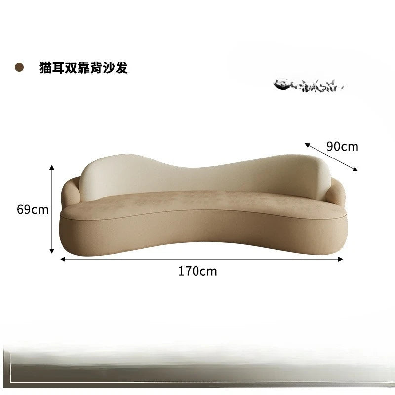 Internet celebrity homestay cream wind sofa small apartment living room beauty salon reception lounge curved sofa combination