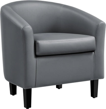 PU Leather Accent Chairs, Modern Barrel Chairs Side Chairs, Comfy Club Chairs with Soft Padded, 2 Chairs for Living Room