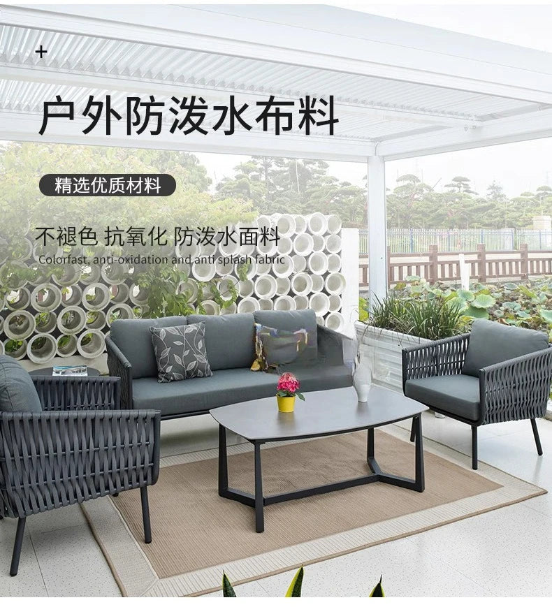 Outdoor villa courtyard rattan sofa furniture hotel bed and breakfast balcony sofa chair bed and breakfast terrace garden sofa c