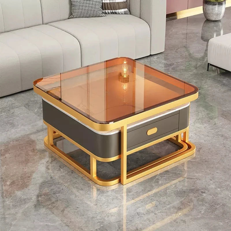 Glass Luxury Coffee Tables Bedside Centre Center Coffee Tables Gold Combination Nordic Basse De Salon Living Room Furniture