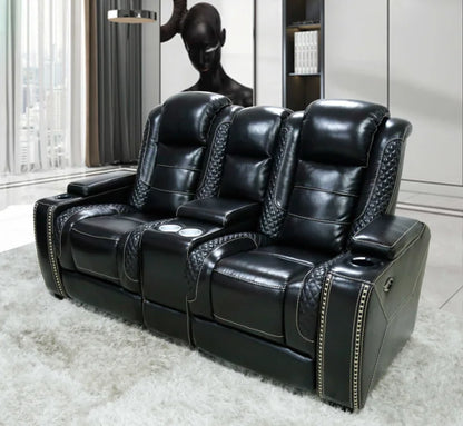 Luxury Power Recliner White Leather Sofa for Home Theater Electric VIP Cinema Sofa Set with Extendable Feature for Lay Down