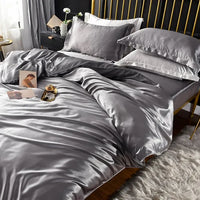 Luxury 100% Mulberry Silk Bedding Set with Duvet Cover Set Double King Queen Size Bedding Cover Kit 4pcs Bed Cover Bed Linen Set