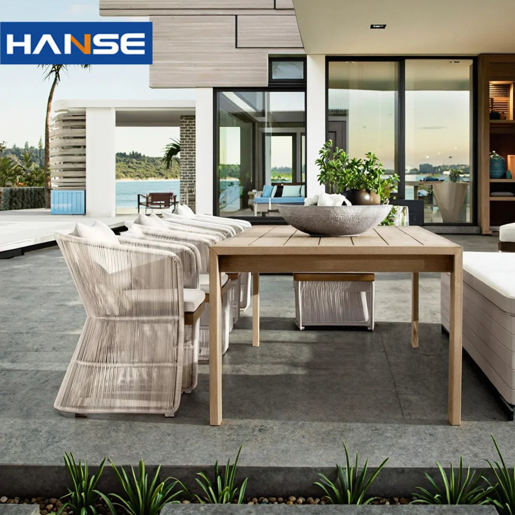 Nordic Modern Hotel Terrace Leisure Sofa Set Wicker Outdoor Garden Furniture Aluminum Frame Outdoor Use