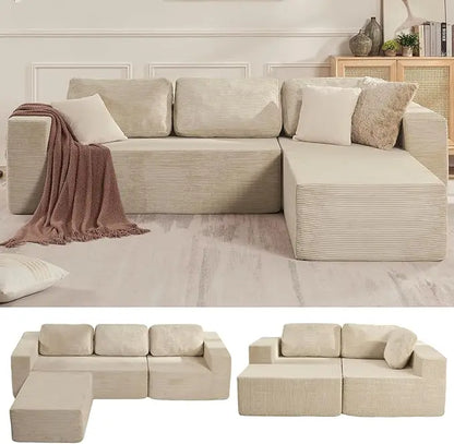 106" Modular Sectional Couch Left/Right Facing Convertible, L-Shape Modern Teddy Sofa, Deep Seat Upholstered Foam,Customized