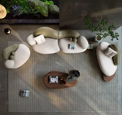 Modern leather sofa, high-end leather art villa, living room design sofa