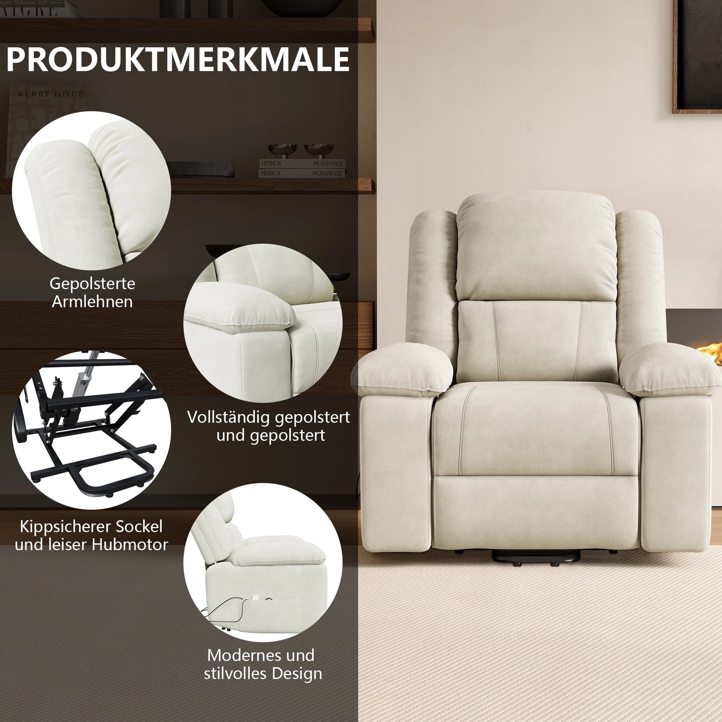 Comanlai Senior Chairs, with Standing and Reclining Function, Adjustable Electric Massage Chair, with Massage & Heat Function