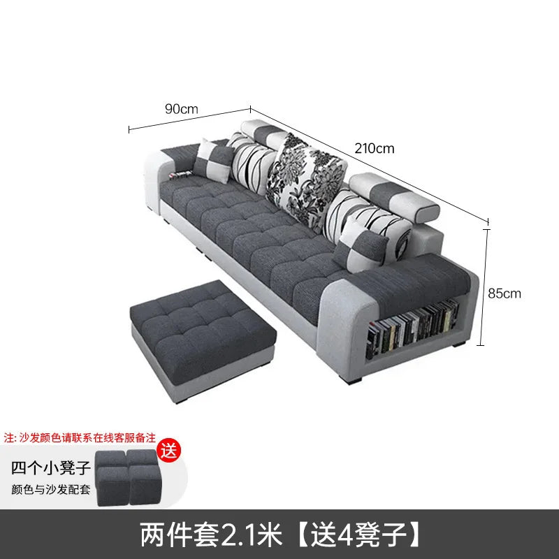 Living room fabric sofa Modern simple home corner sofa Furniture combination Solid frame fabric sofa