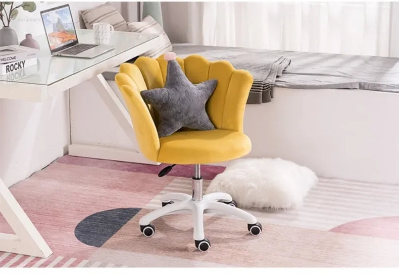 Rotatable Velvet Office Chair for Company Modern Soft Backrest Chair with Wheels Simple Creative Office Chairs for E-sports Room