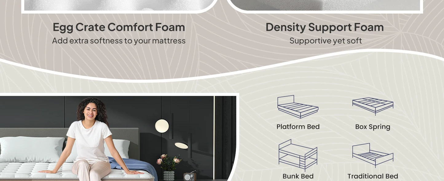 BedStory 14'' Full/King/Queen Size Mattress, Luxury Hybrid Mattress, Gel Memory Foam & Pocket Springs, Manufactured in USA