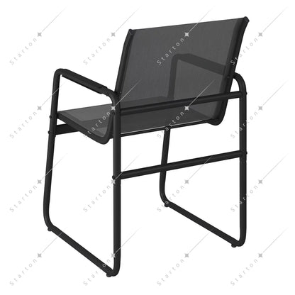 Garden Aluminum Iron Dining Room Chairs Set of 6 Modern Fabric Stackable Living Table Chairs Set