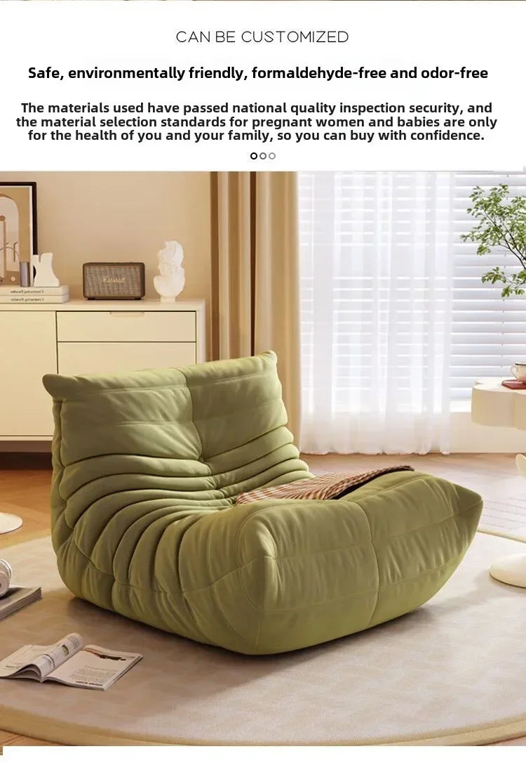 Caterpillar Sofa Living Room Single Bedroom Cloth Art Black Leather Lazy Man Sofa Bedroom Living Room Chair Sofa