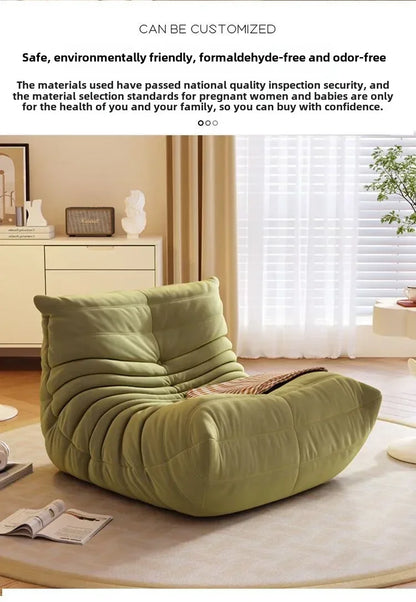 Caterpillar Sofa Living Room Single Bedroom Cloth Art Black Leather Lazy Man Sofa Bedroom Living Room Chair Sofa