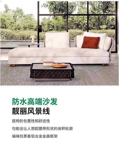 Homestay Outdoor Sofas Courtyard Leisure Balcony Garden Sofas Accent Wicker Woven Wicker Chair Furniture Arredo Giardino Lshysf