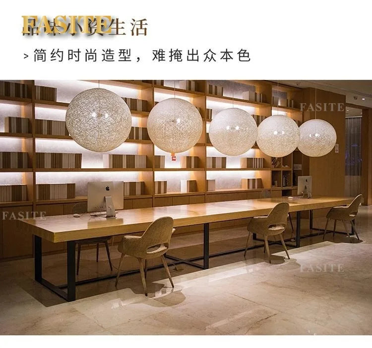 Solid wood long desk leisure chair combination simple modern large