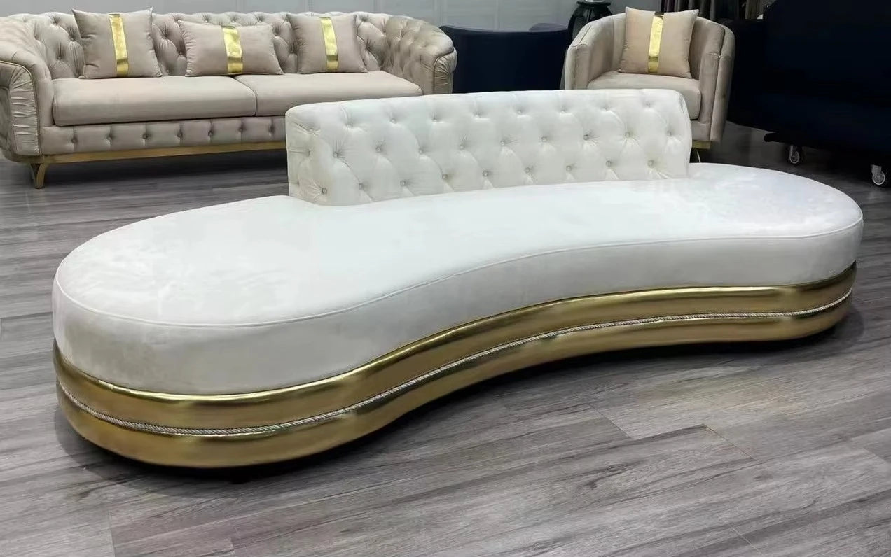 Newest Luxury Golden Stylish Base Decor Lobby Sofa Set Stainless Steel Lounge Chair Velvet Couch for Hotel Home